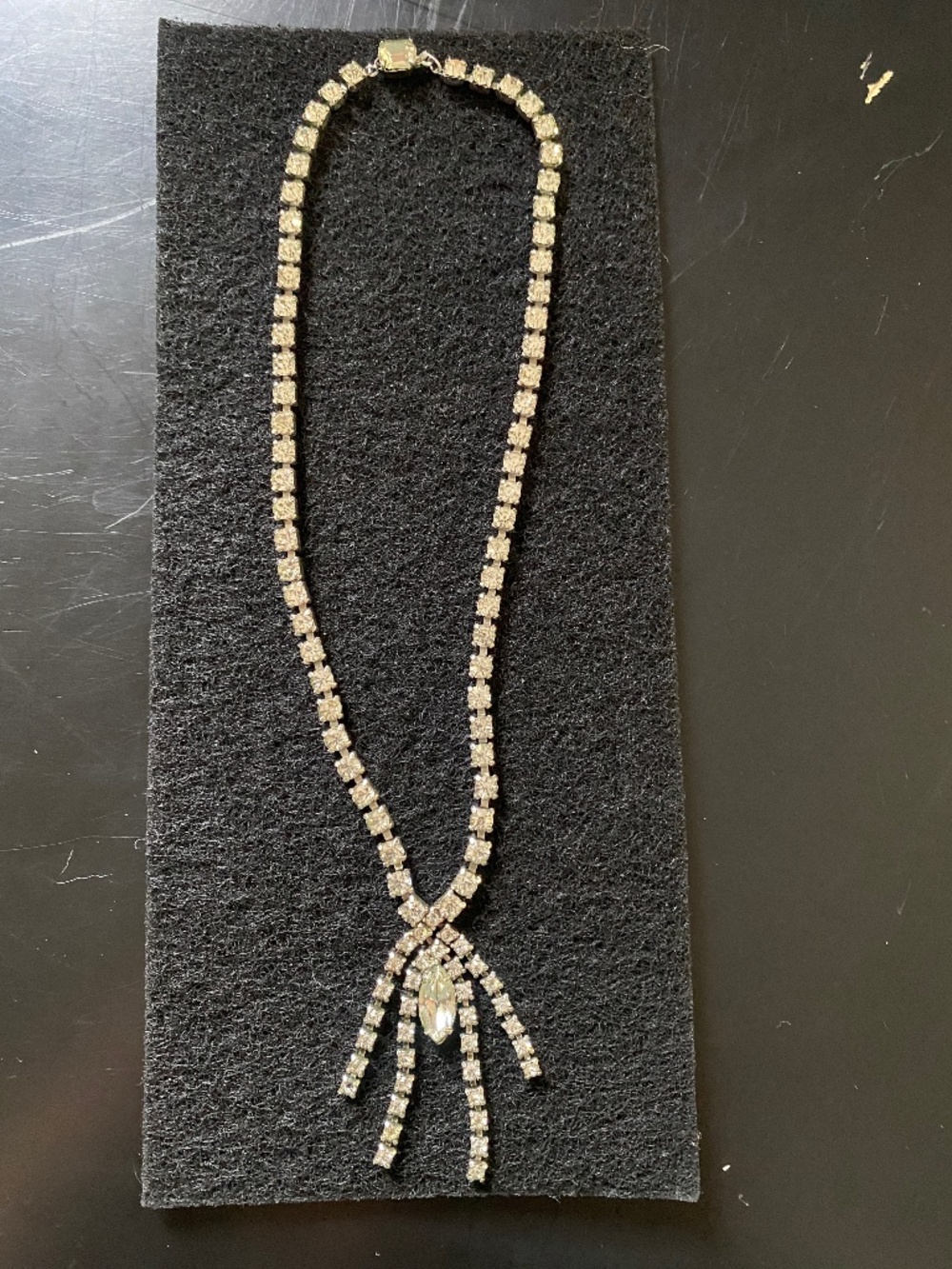 Coro Vintage Rhinestone Drop Necklace 50s-60s